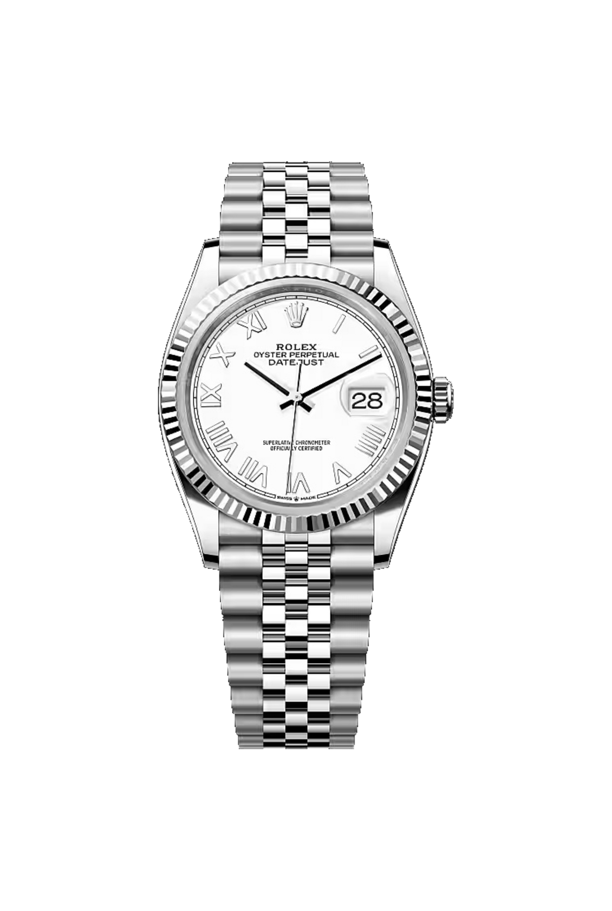 Rolex Datejust 36 (2026) White Rolesor White Roman Dial Jubilee