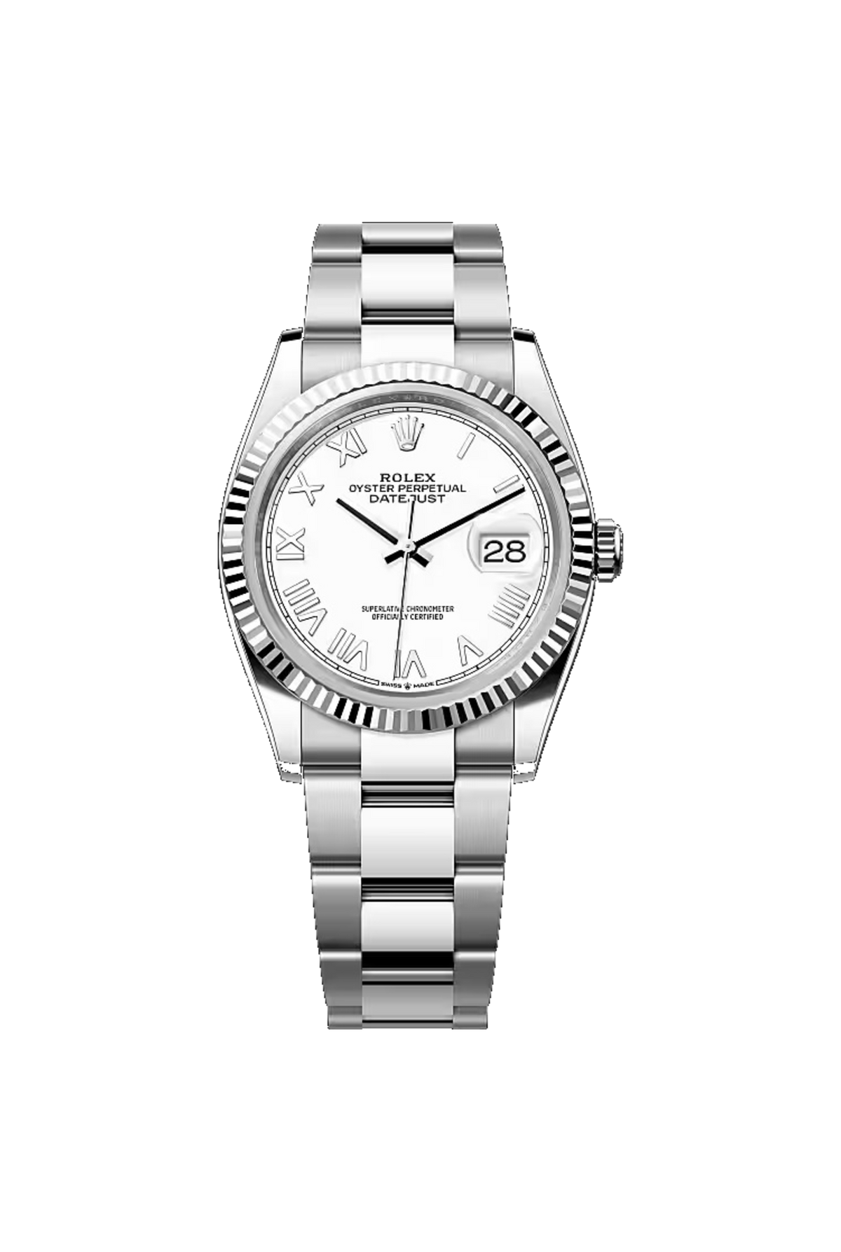 Rolex Datejust 36 (2026) White Rolesor White Roman Dial Oyster