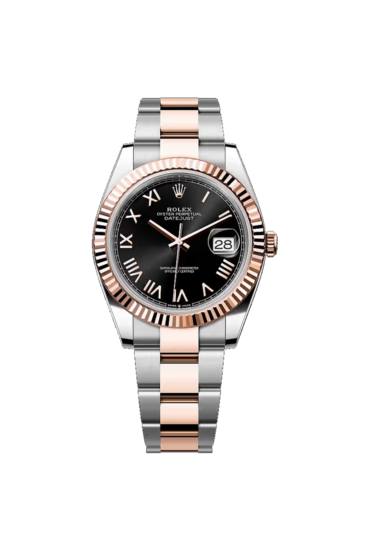 Rolex Datejust 41 (2026) Everose Rolesor Black Roman Dial Oyster