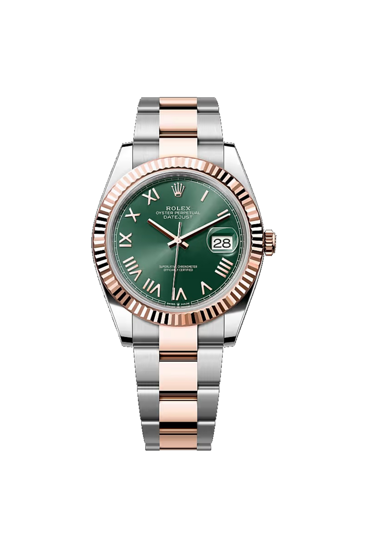 Rolex Datejust 41 (2026) Everose Rolesor Olive Green Roman Dial Oyster