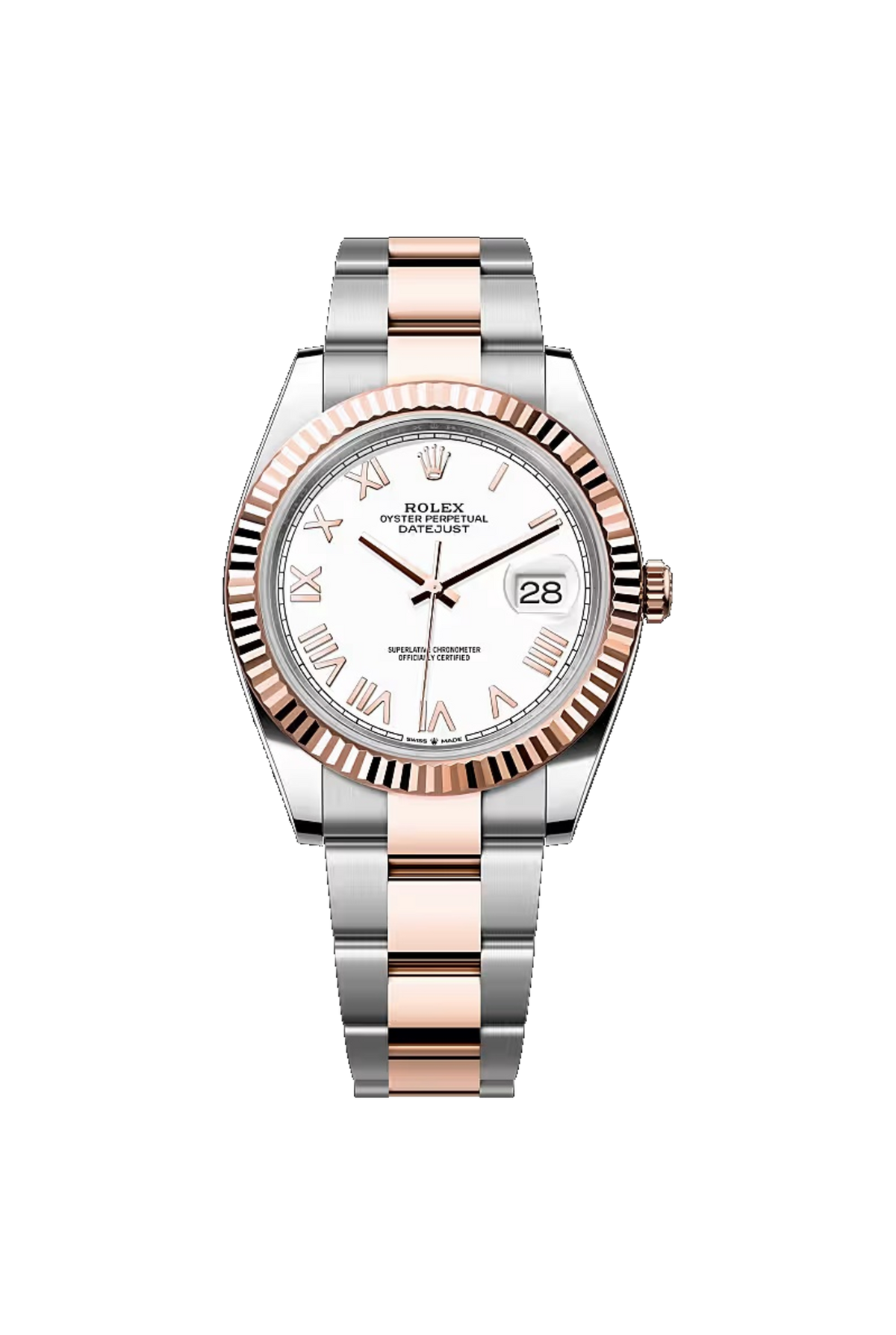 Rolex Datejust 41 (2026) Everose Rolesor White Roman Dial Oyster