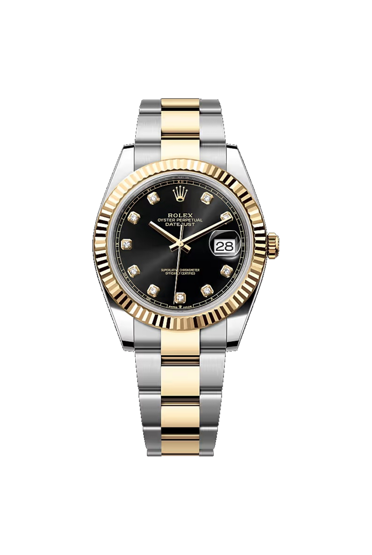 Rolex Datejust 41 (2026) Yellow Rolesor Black Diamond Dial Oyster