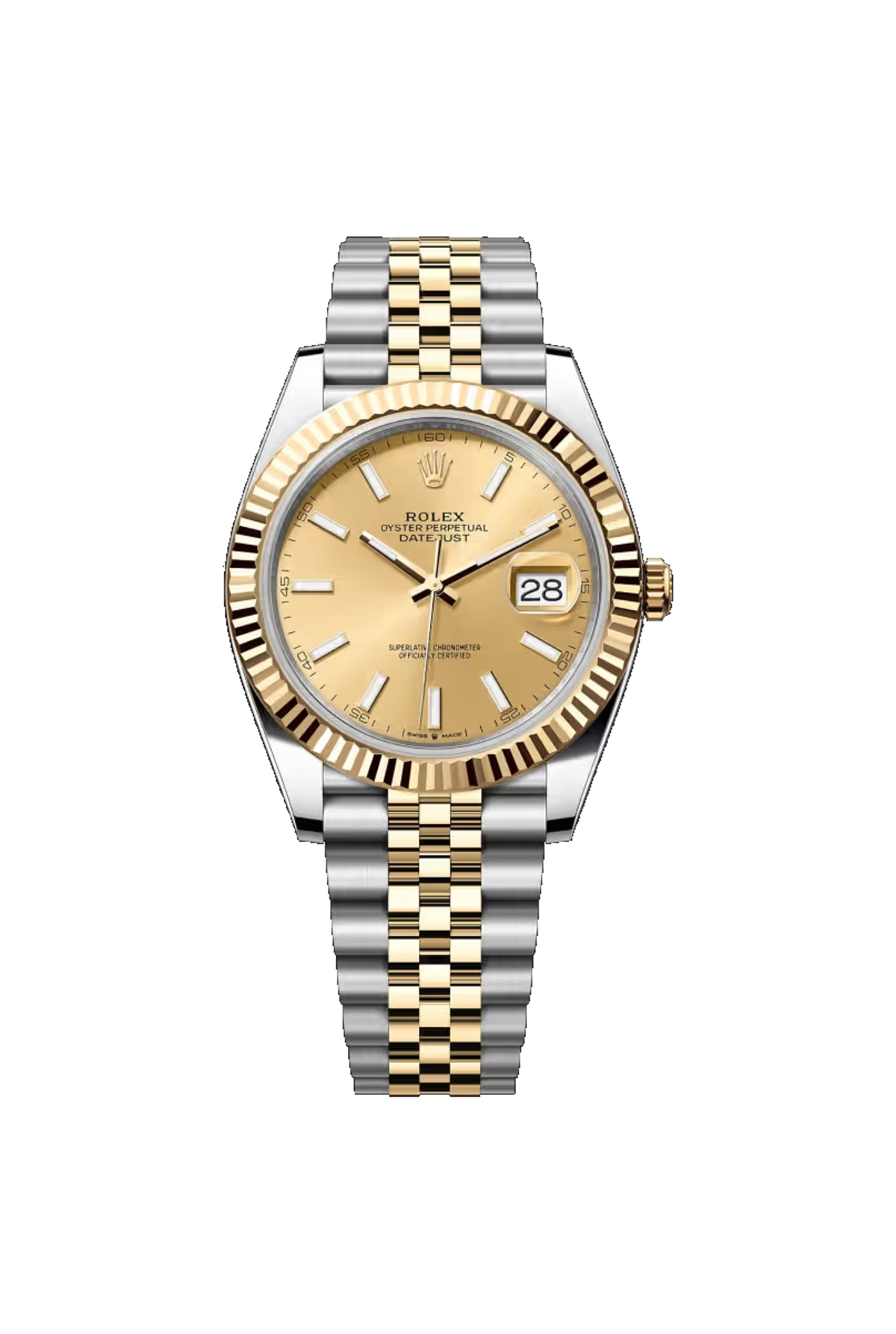 Rolex Datejust 41 (2026) Yellow Rolesor Champagne Stick Dial Jubilee