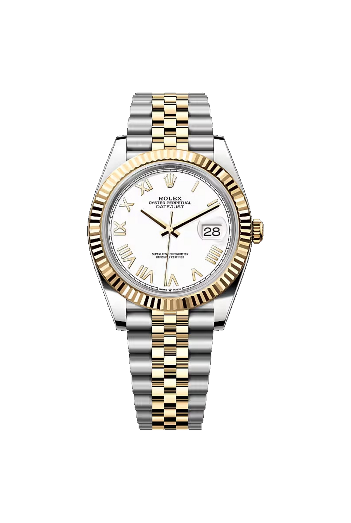 Rolex Datejust 41 (2026) Yellow Rolesor White Roman Dial Jubilee