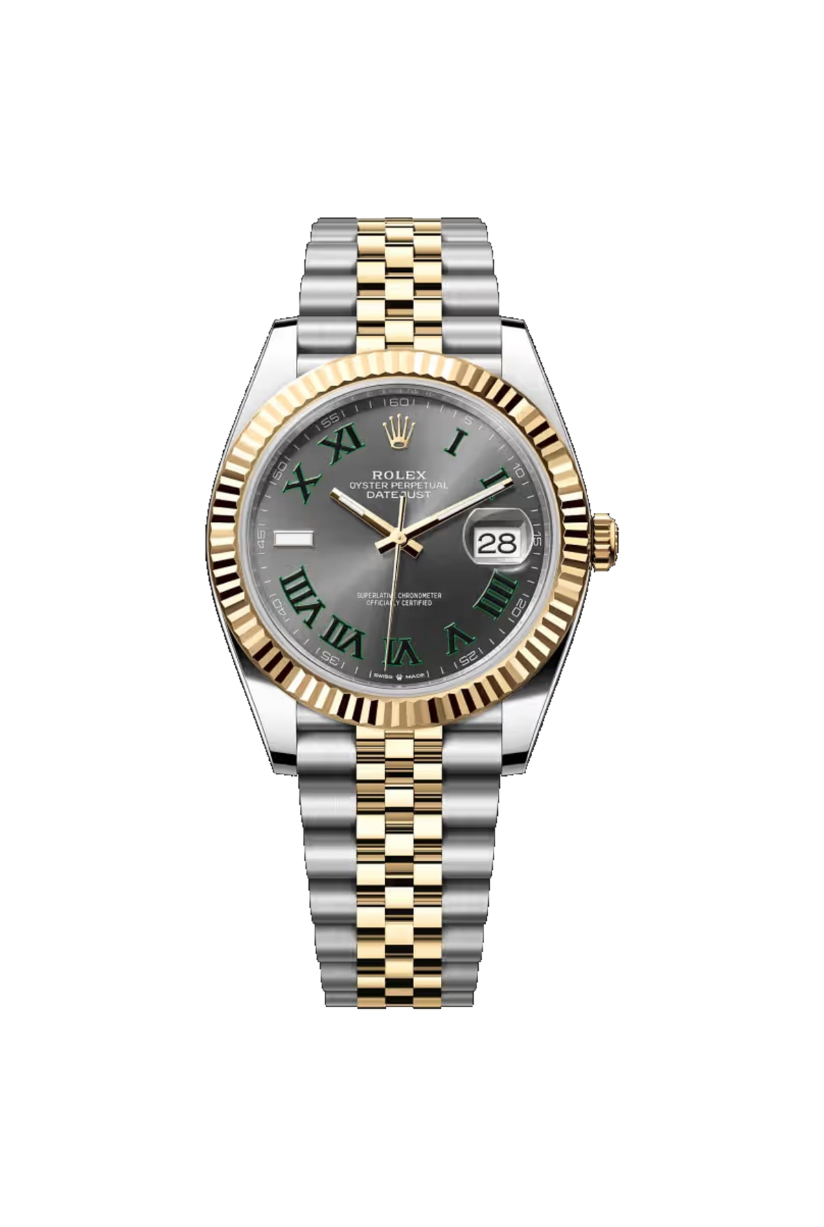 Rolex Datejust 41 (2026) Yellow Rolesor Slate Wimbledon Roman Dial Jubilee