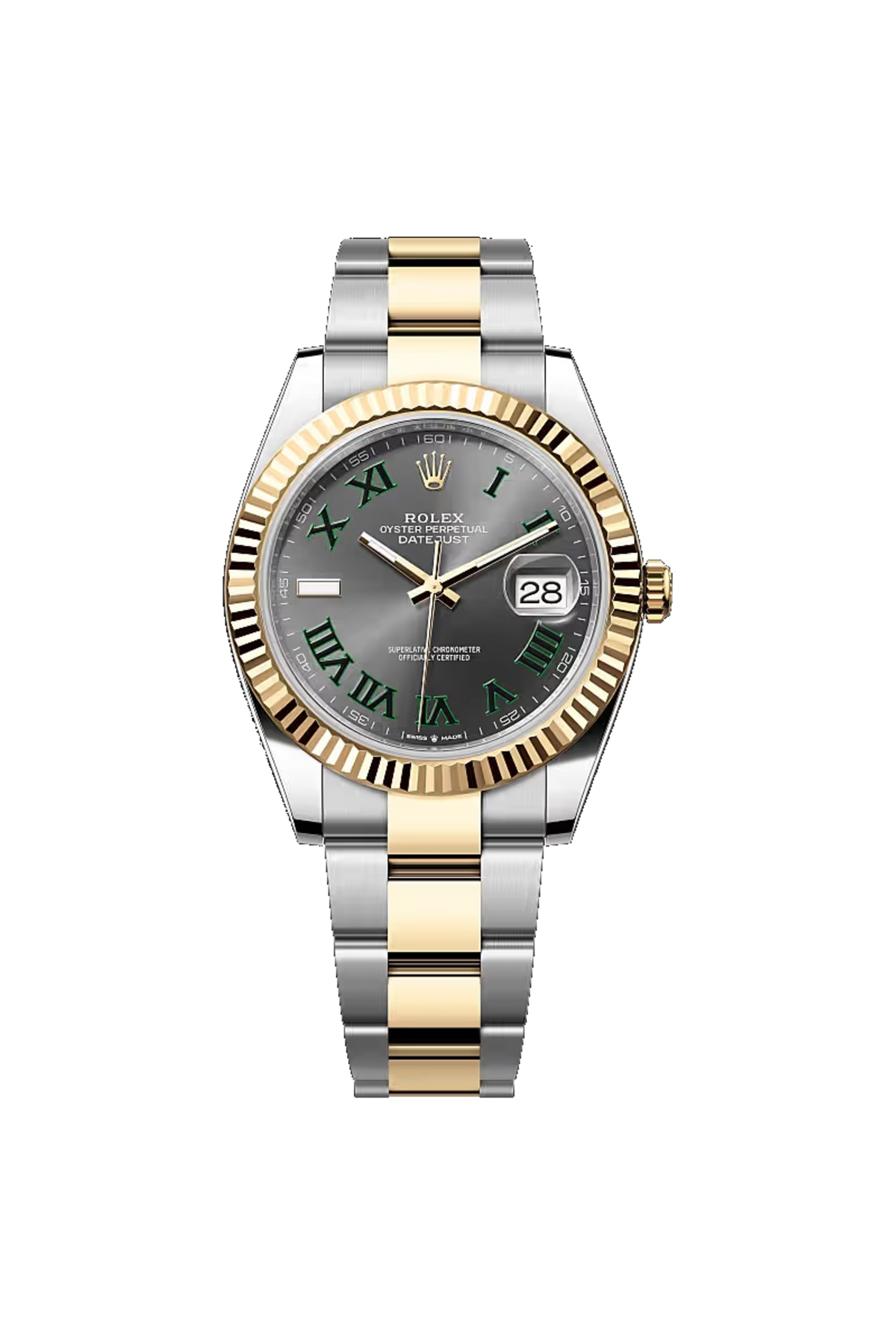 Rolex Datejust 41 (2026) Yellow Rolesor Slate Wimbledon Roman Dial Oyster