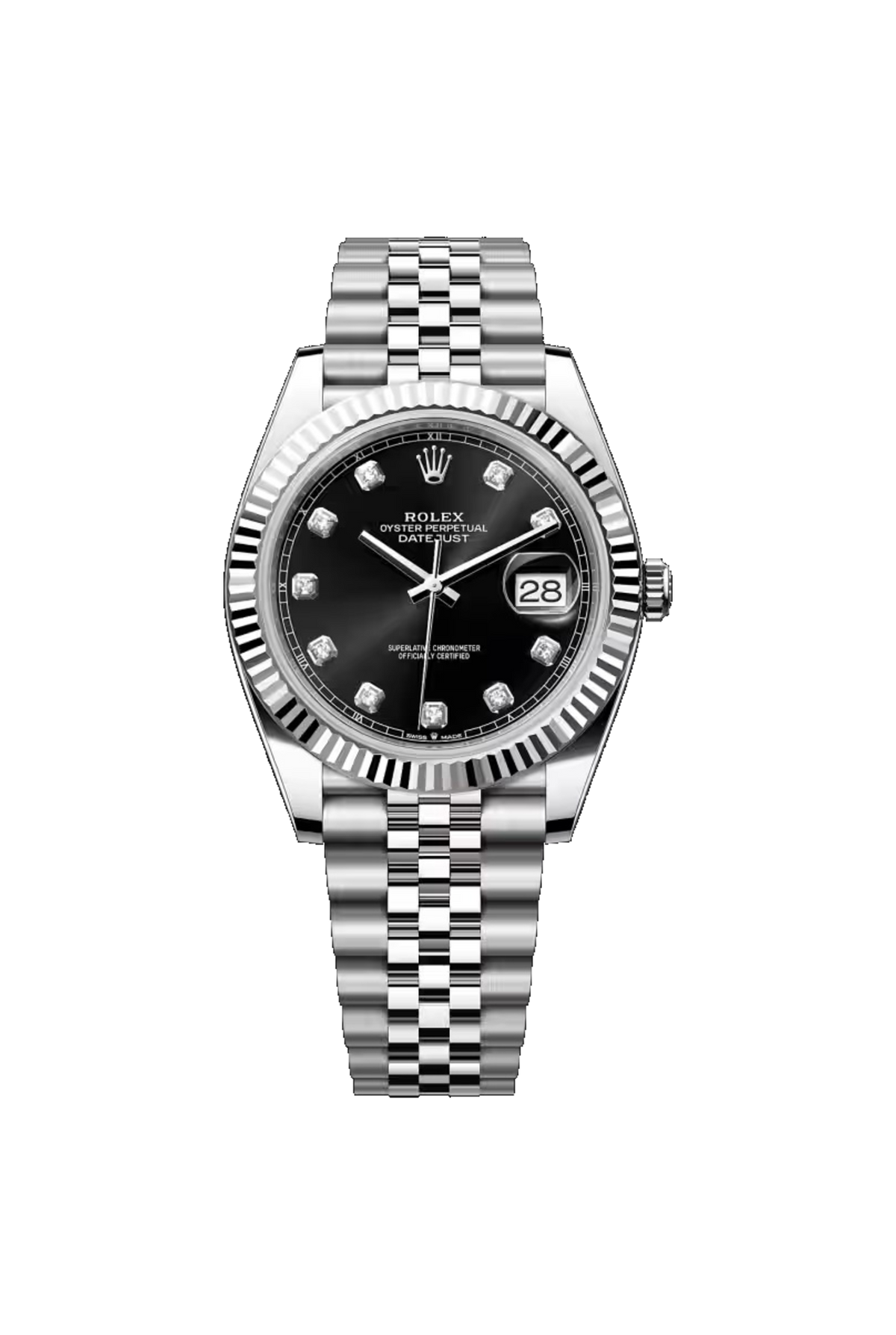 Rolex Datejust 41 (2026) White Rolesor Black Diamond Dial Jubilee