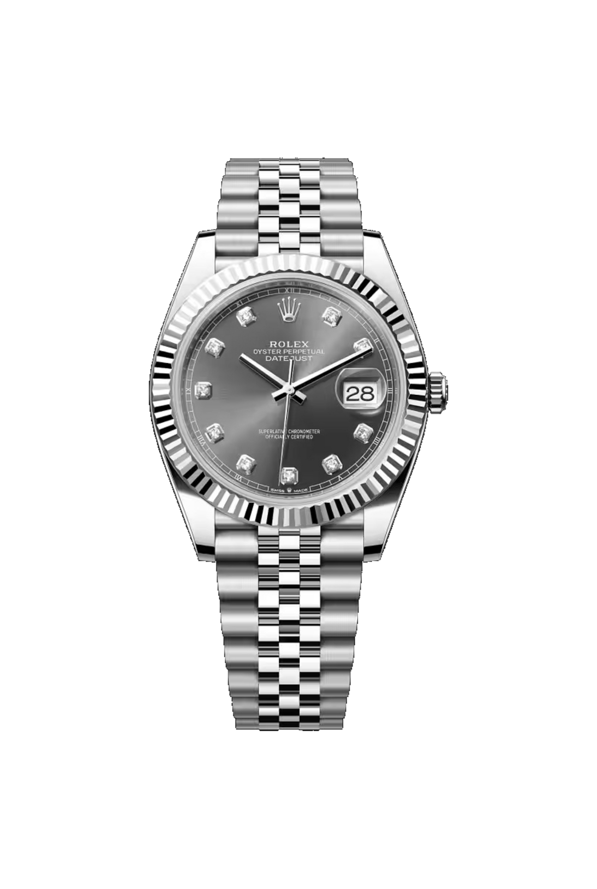 Rolex Datejust 41 (2026) White Rolesor Slate Diamond Dial Jubilee