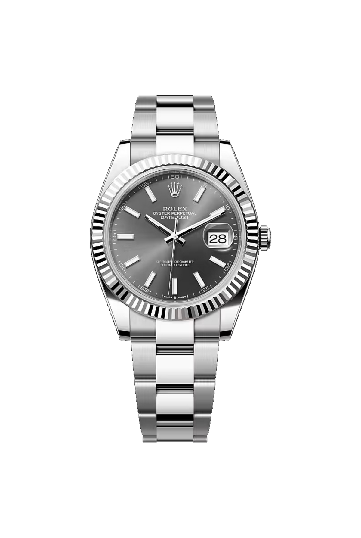 Rolex Datejust 41 (2026) White Rolesor Slate Stick Dial Oyster