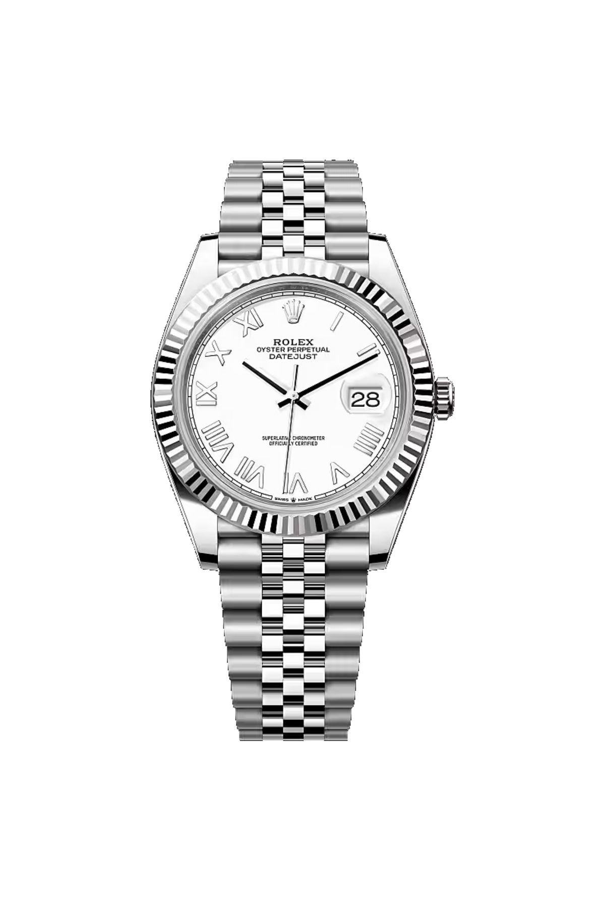 Rolex Datejust 41 (2026) White Rolesor White Roman Dial Jubilee