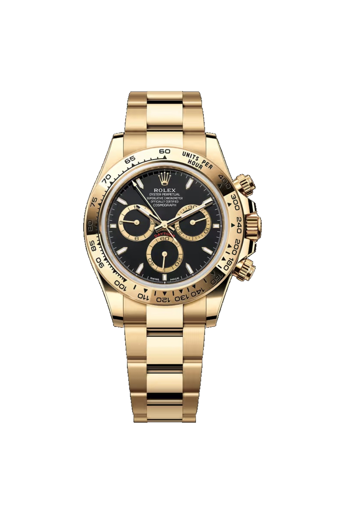 Rolex Cosmograph Daytona 40 (2026) Yellow Gold Black With Golden Counter Rings Dial Oyster