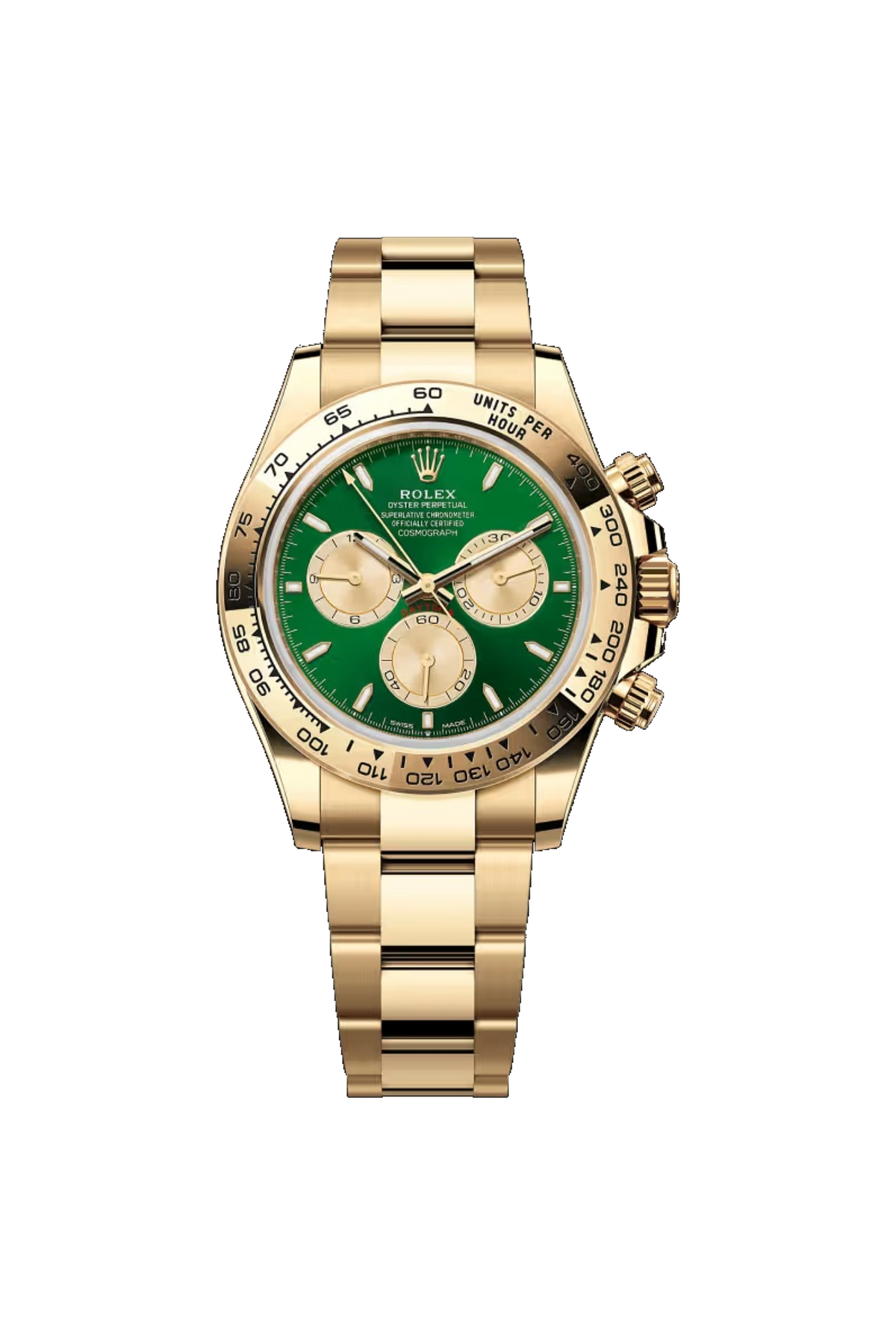 Rolex Cosmograph Daytona 40 (2026) Yellow Gold Bright Green And Golden Dial Oyster