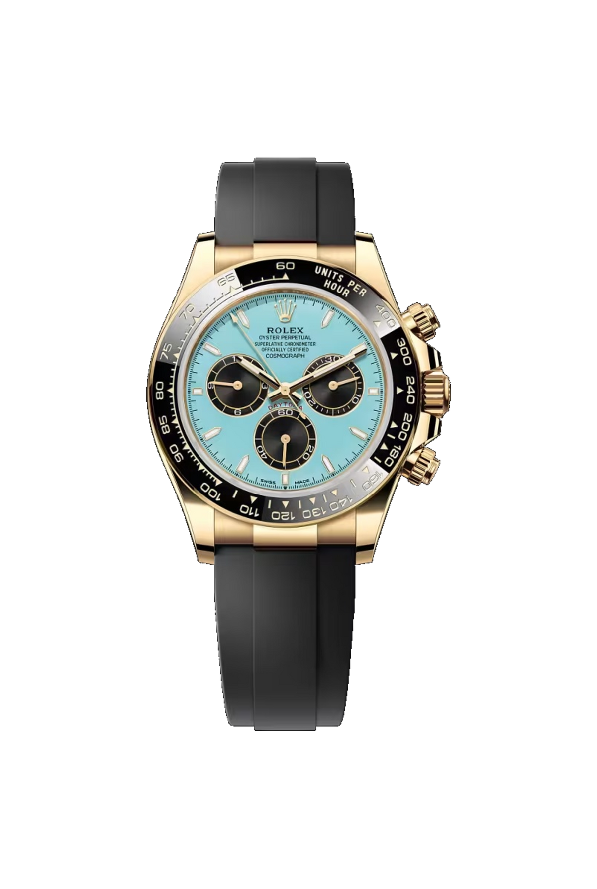 Rolex Cosmograph Daytona 40 (2026) Yellow Gold Turquoise Blue And Black Dial Oysterflex