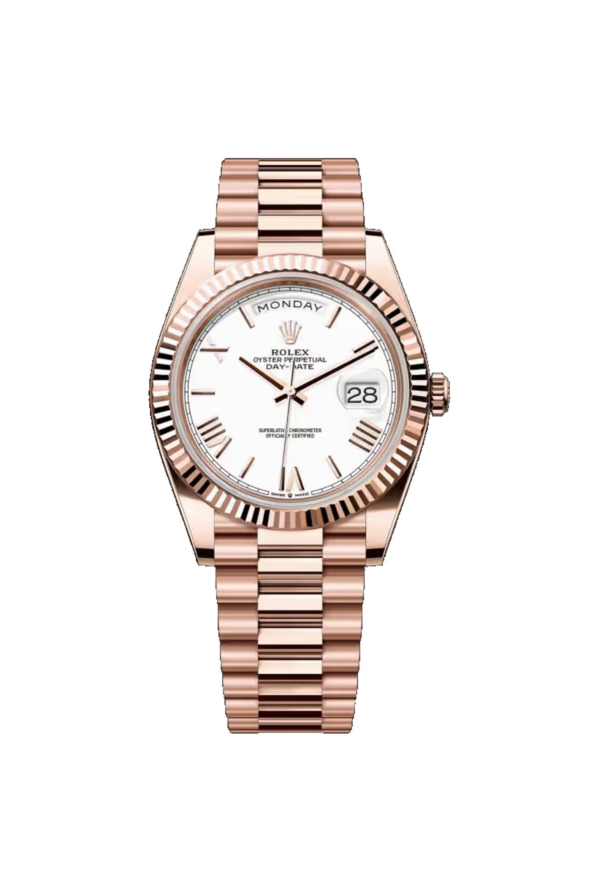 Rolex Day-Date 40 (2026) Everose Gold White Roman Dial