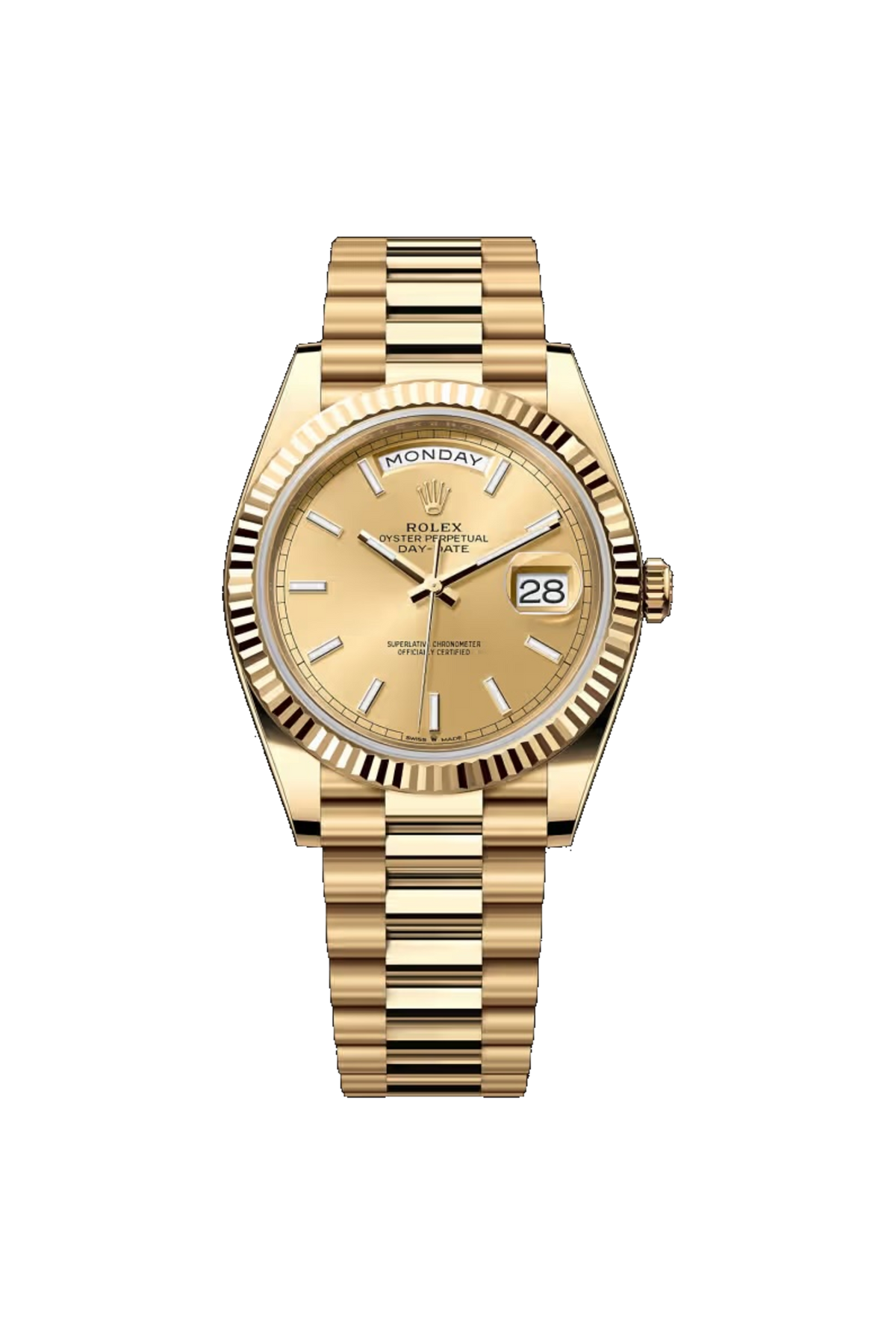Rolex Day-Date 40 (2026) Yellow Gold Champagne Luminous Index Dial