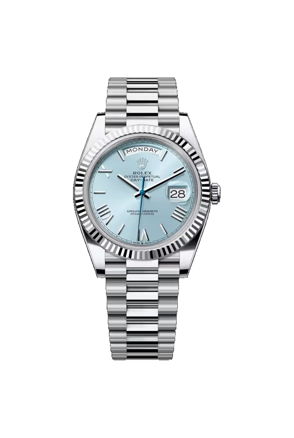 Rolex Day-Date 40 (2026) Platinum Ice Blue Roman Dial