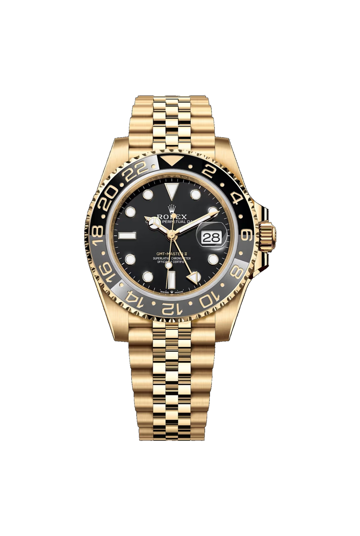 Rolex GMT-Master II 40 (2026) Yellow Gold Black Dial Jubilee