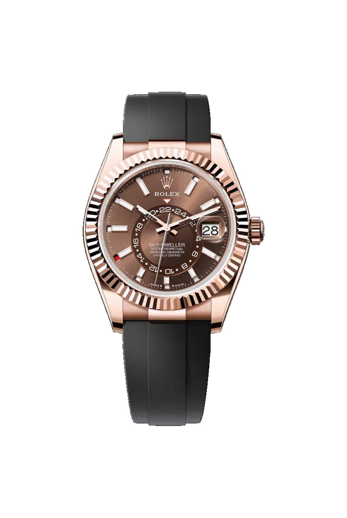 Rolex Sky-Dweller 42 参考编号 336235，18K Everose永恒玫瑰金，巧克力色表盘，Oysterflex表带。