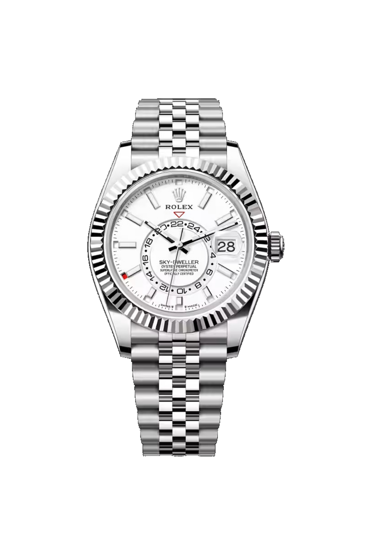 Rolex Sky-Dweller 42 reference 336934, intense white dial, Jubilee bracelet, Oystersteel and white gold.