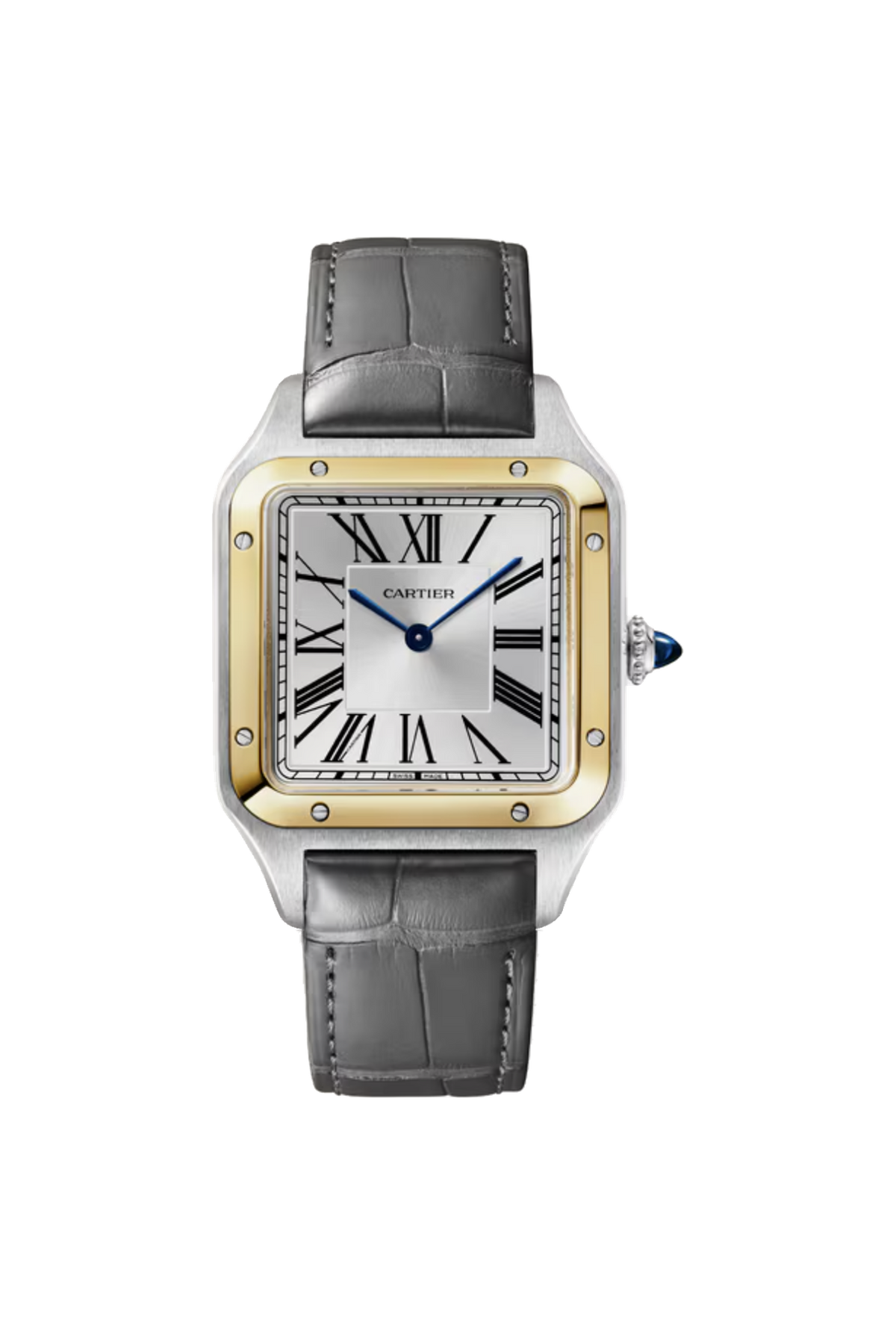 Cartier Santos-Dumont Très grand modèle (2026) Acier et or jaune, cuir gris