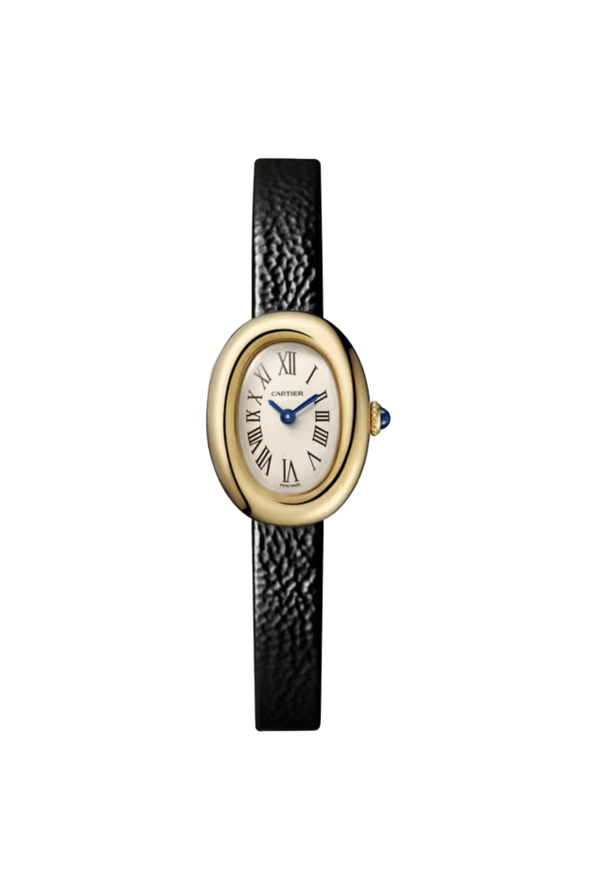 Cartier Baignoire Mini (2026) Or jaune, cuir noir