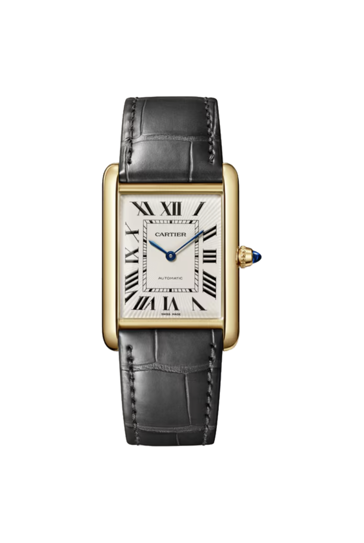 Cartier Tank Louis Cartier Moyen modèle (2026) Or jaune, cuir gris