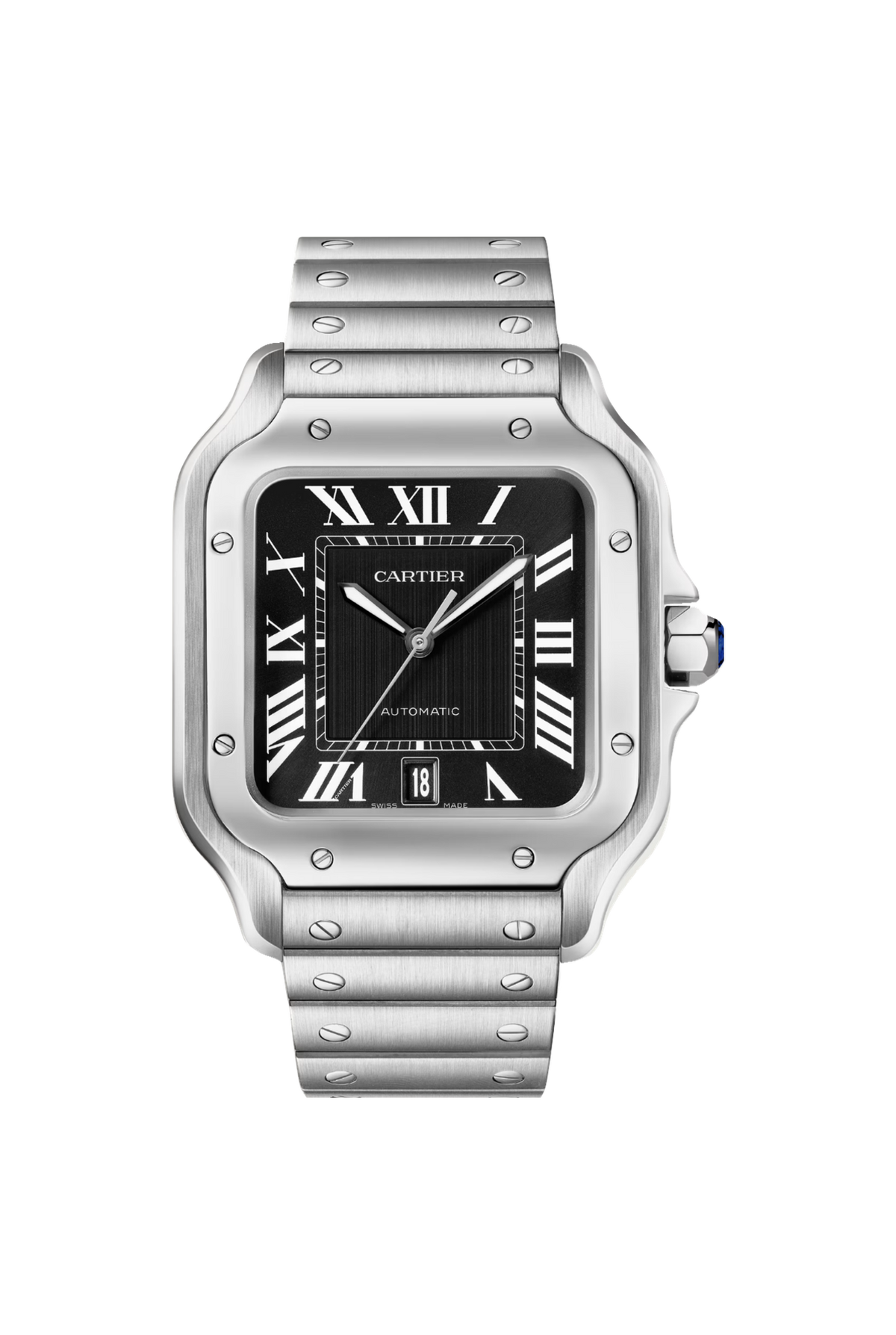 Cartier Santos de Cartier modello grande (2026), acciaio, quadrante nero