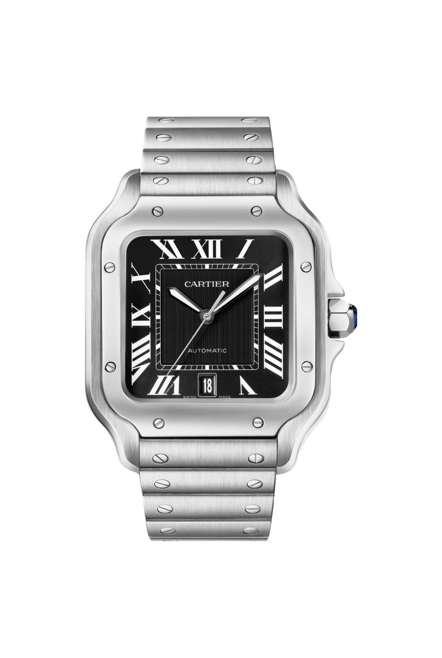 Cartier Santos de Cartier modelo grande (2026), acero, esfera negra